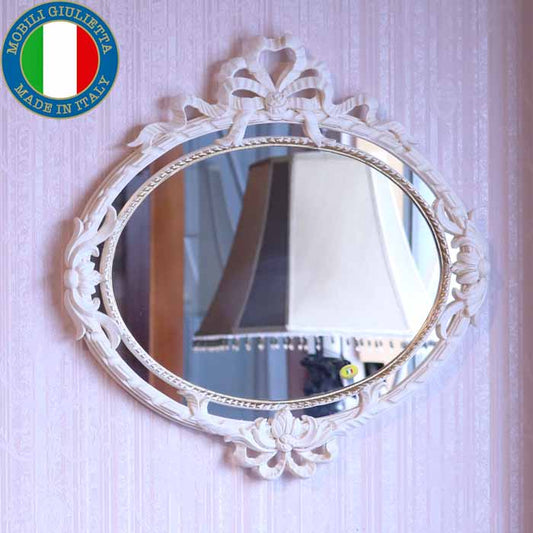 イタリア製 デコレーションミラー 置き鏡 ミラー アイボリー ゴールド EUROMAMRCHI