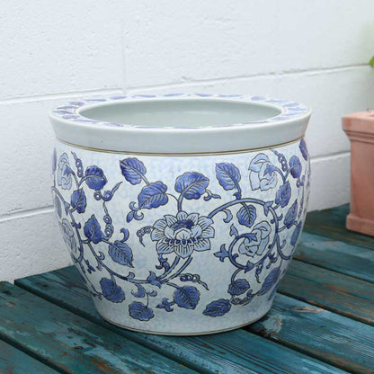 水鉢 大型 藍花 特大 13号 火鉢 鉢カバー 蔦
