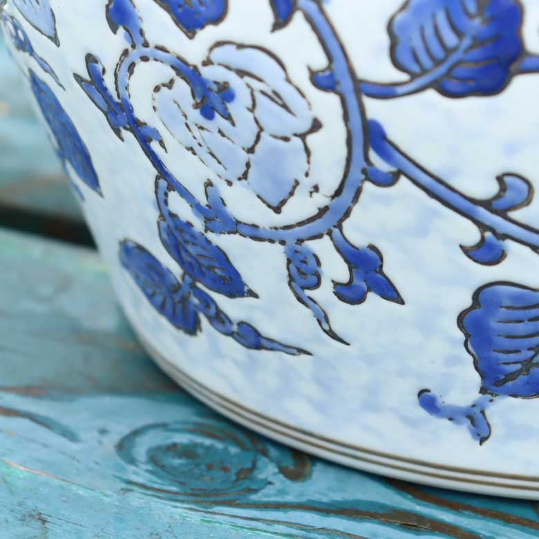 水鉢 大型 藍花 大 10号 火鉢 鉢カバー プランターカバー – 輸入家具の