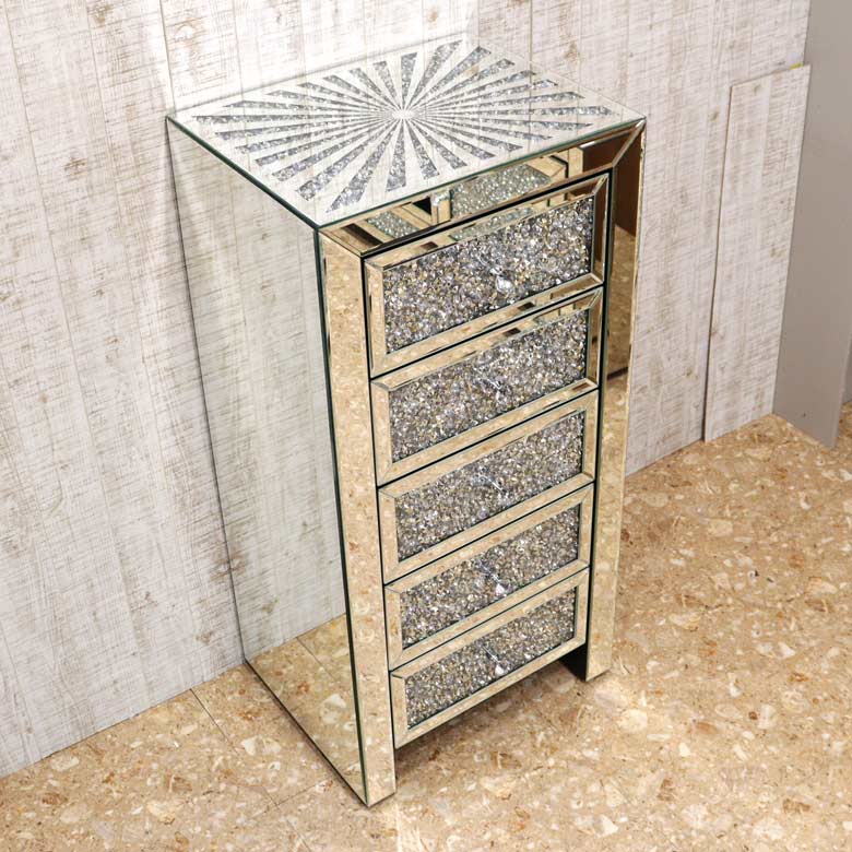 ミラー家具 5段チェスト ディスプレイスタンド サイドテーブル C5