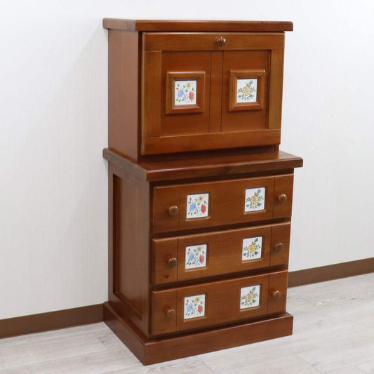 カントリー フラップデスク マホガニー タイル チェスト