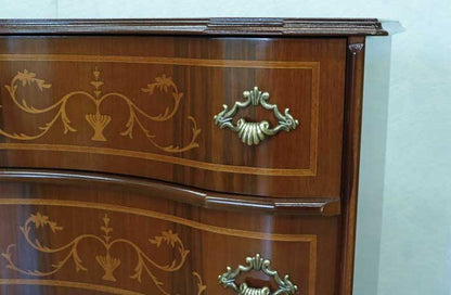 チェスト 木製 6段 完成品 茶 112cm 象嵌 猫脚 535