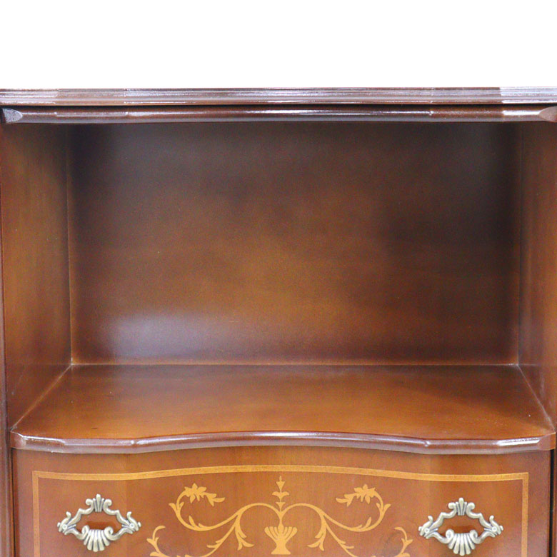 イタリア オープンチェスト 茶 58cm 象嵌 猫脚 044VP