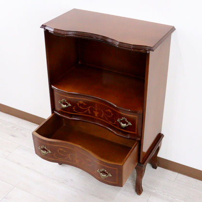 イタリア オープンチェスト 茶 58cm 象嵌 猫脚 044VP