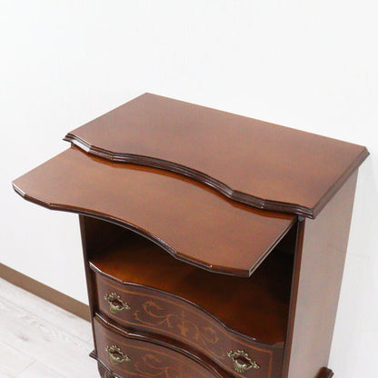 イタリア オープンチェスト 茶 58cm 象嵌 猫脚 044VP