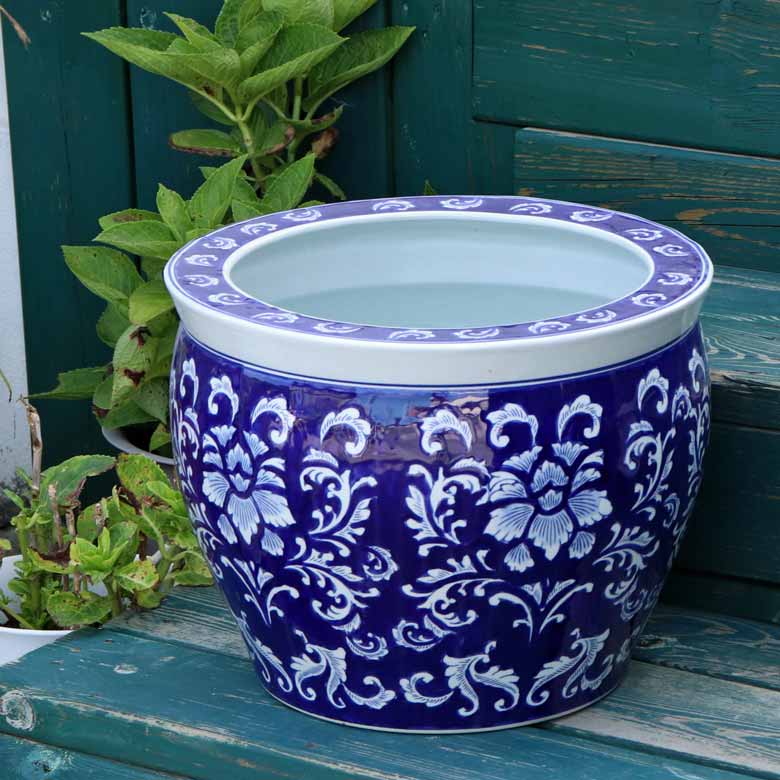 水鉢 大型 ひまわり 青 特大 13号 火鉢 鉢カバー 向日葵