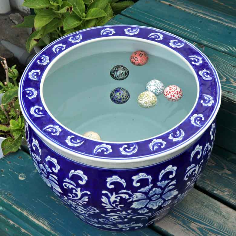 水鉢 大型 ひまわり 青 特大 13号 火鉢 鉢カバー 向日葵