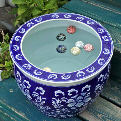 水鉢 大型 ひまわり 青 特大 13号 火鉢 鉢カバー 向日葵