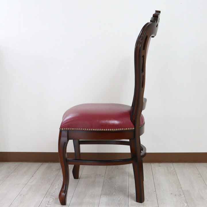 ダイニングテーブル 5点セット 110cm 円形 象嵌 花柄 マホガニー 4人用
