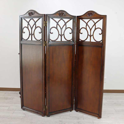 スクリーン 3連 木製 衝立 マホガニー 木製 完成品