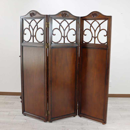スクリーン 3連 木製 衝立 マホガニー 木製 完成品