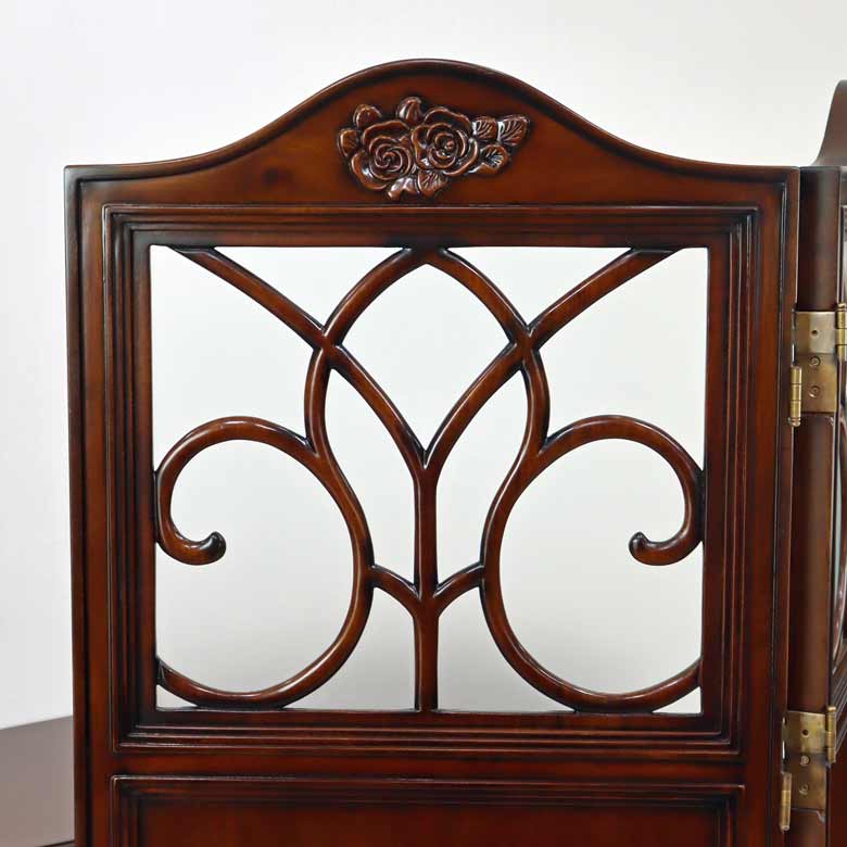 スクリーン 3連 木製 衝立 マホガニー 木製 完成品