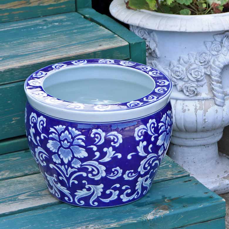 水鉢 大型 ひまわり 青 大 10号 火鉢 鉢カバー プランターカバー 向日葵