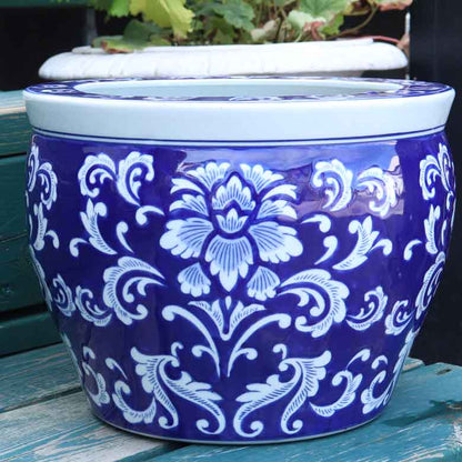 水鉢 大型 ひまわり 青 大 10号 火鉢 鉢カバー プランターカバー 向日葵