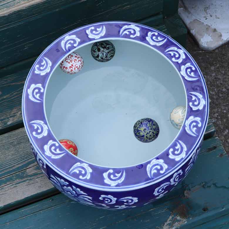 水鉢 大型 ひまわり 青 大 10号 火鉢 鉢カバー プランターカバー 向日葵