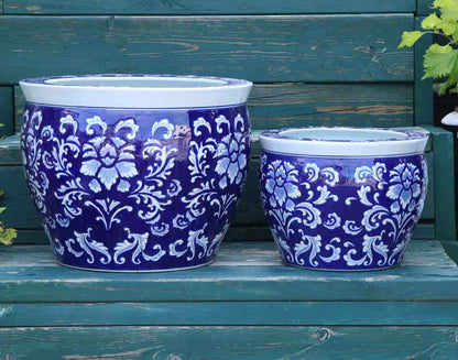 水鉢 大型 ひまわり 青 大 10号 火鉢 鉢カバー プランターカバー 向日葵