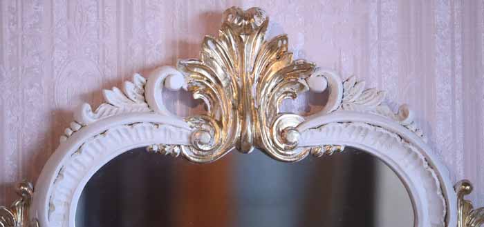 イタリア製 デコレーションミラー 置き鏡 ミラー  アイボリー ゴールド EUROMAMRCHI