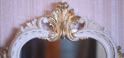 イタリア製 デコレーションミラー 置き鏡 ミラー  アイボリー ゴールド EUROMAMRCHI