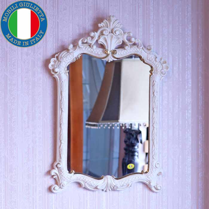 イタリア製 デコレーションミラー 置き鏡 ミラー  アイボリー ゴールド EUROMAMRCHI