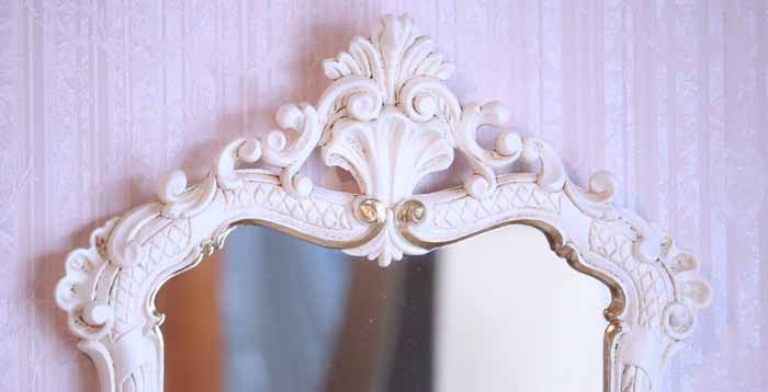 イタリア製 デコレーションミラー 置き鏡 ミラー  アイボリー ゴールド EUROMAMRCHI