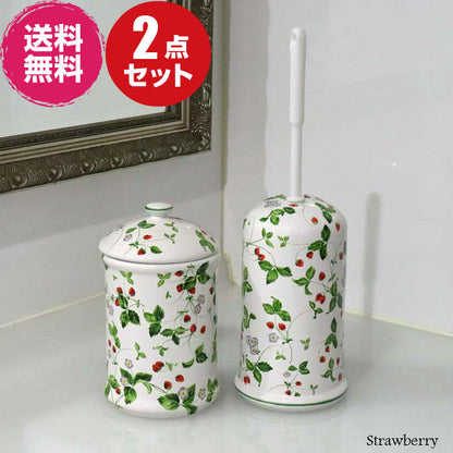 トイレブラシ 陶器 サニタリーポット トイレブラシセット ストロベリー