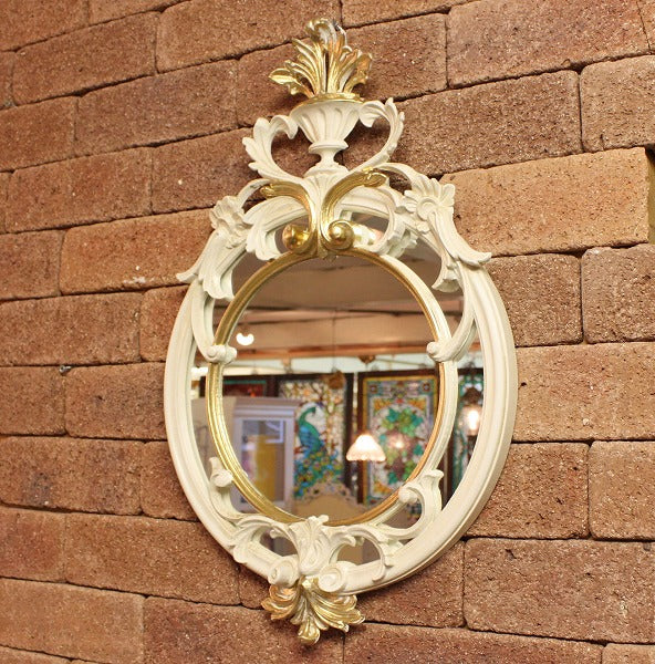 イタリア製 デコレーションミラー 置き鏡 ミラー  アイボリー ゴールド EUROMAMRCHI