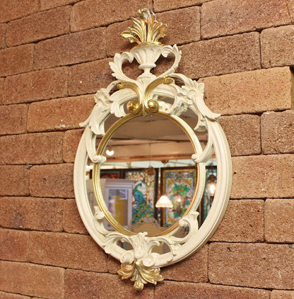 イタリア製 デコレーションミラー 置き鏡 ミラー  アイボリー ゴールド EUROMAMRCHI