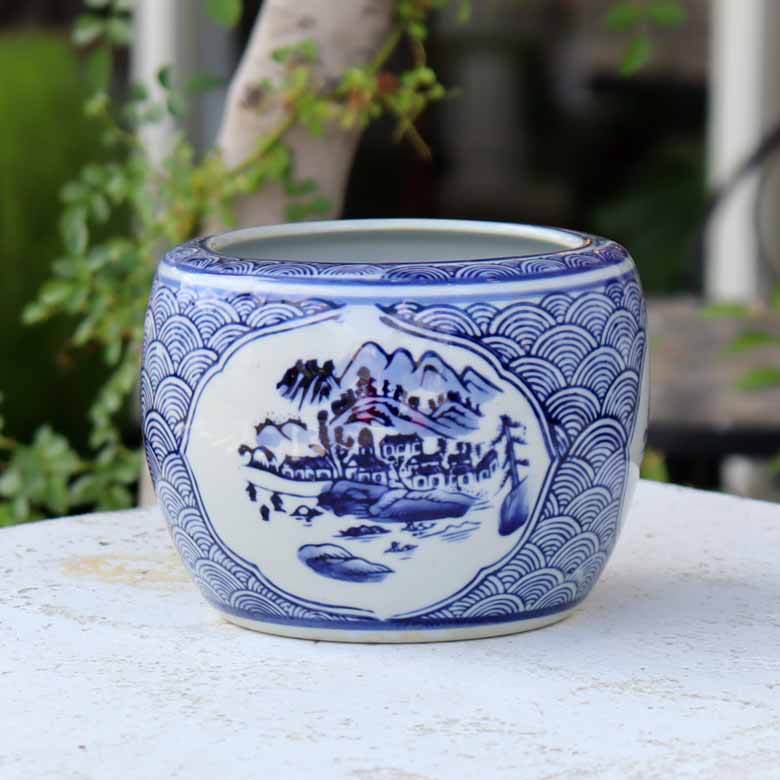 水鉢 山水 5号 ミニ火鉢 鉢カバー プランターカバー メダカ鉢