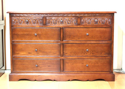 ビッグチェスト 135cm オーク 完成品 木製 レトロ