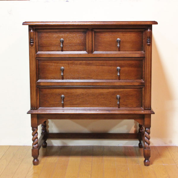 チェスト 80cm 4引き出し オーク 完成品 木製 レトロ