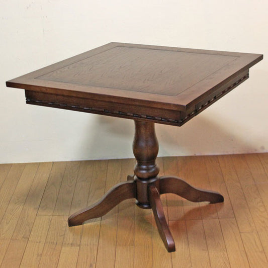 ダイニングテーブル 80cm 木製 伸長式 4人用 茶 レトロ 収納付き 角型