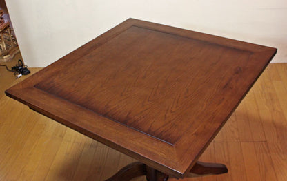 ダイニングテーブル 80cm 木製 伸長式 4人用 茶 レトロ 収納付き 角型