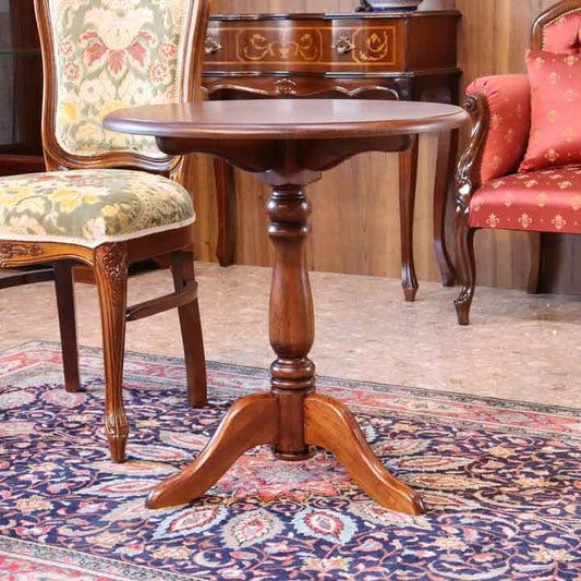 ティーテーブル 60cm 木製  茶 レトロ 円形