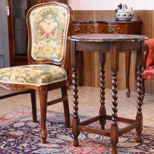 ツイストレッグテーブル 53cm 木製 ラウンドテーブル オーク 完成品 レトロ