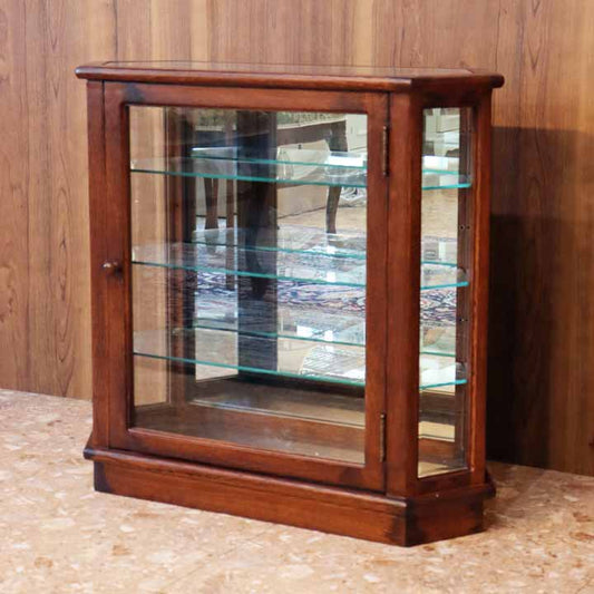 六角形 ガラスケース 幅68.5cm コレクションケース 完成品 オーク レトロ