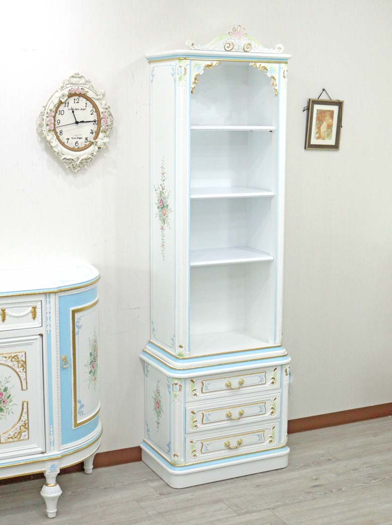 ロココ ブックケース 本棚 オープンキャビネット 白家具