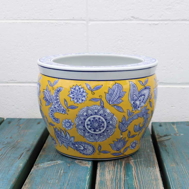 水鉢 大型 黄色 大 10号 火鉢 鉢カバー プランターカバー