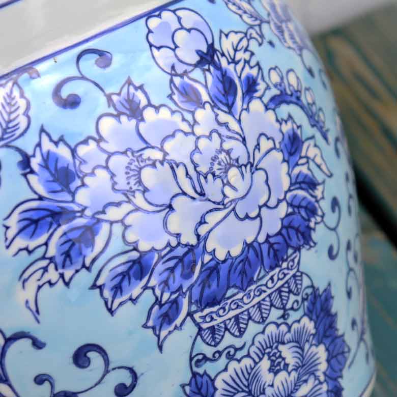水鉢 大型 水色 牡丹 大 10号 火鉢 鉢カバー プランターカバー – 輸入