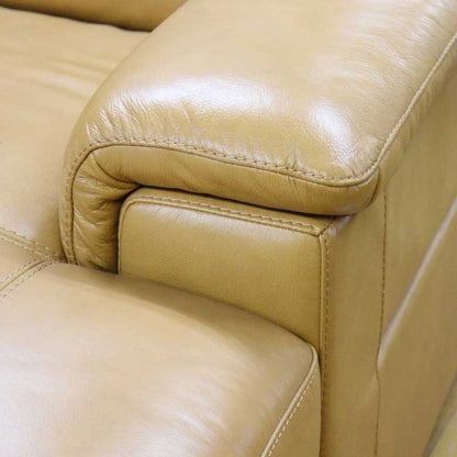 ガレージセール シェーズロングソファ リクライニングソファ カウチ付き 総革 本革 マスタード