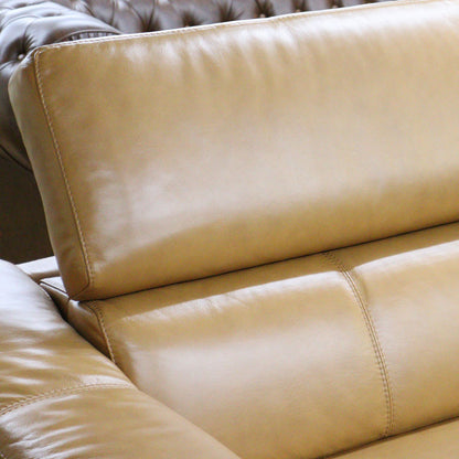 ガレージセール シェーズロングソファ リクライニングソファ カウチ付き 総革 本革 マスタード