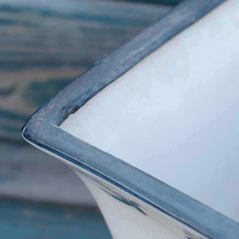 陶器 プランター 角型 底穴あり 染め付け シノワズリ