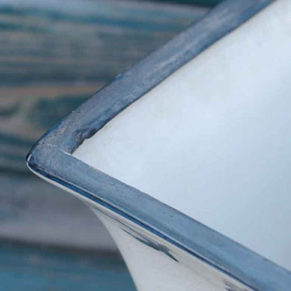 陶器 プランター 角型 底穴あり 染め付け シノワズリ