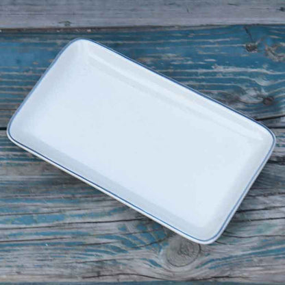 陶器 プランター 角型 底穴あり 染め付け シノワズリ