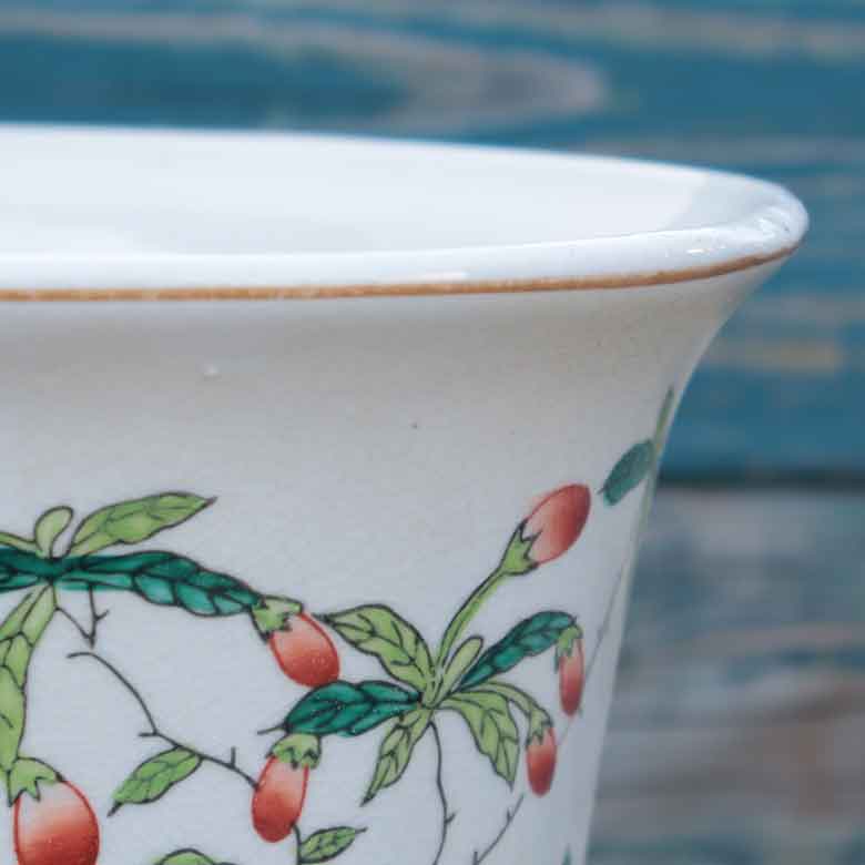 陶器 プランター 楕円型 底穴あり 染め付け シノワズリ