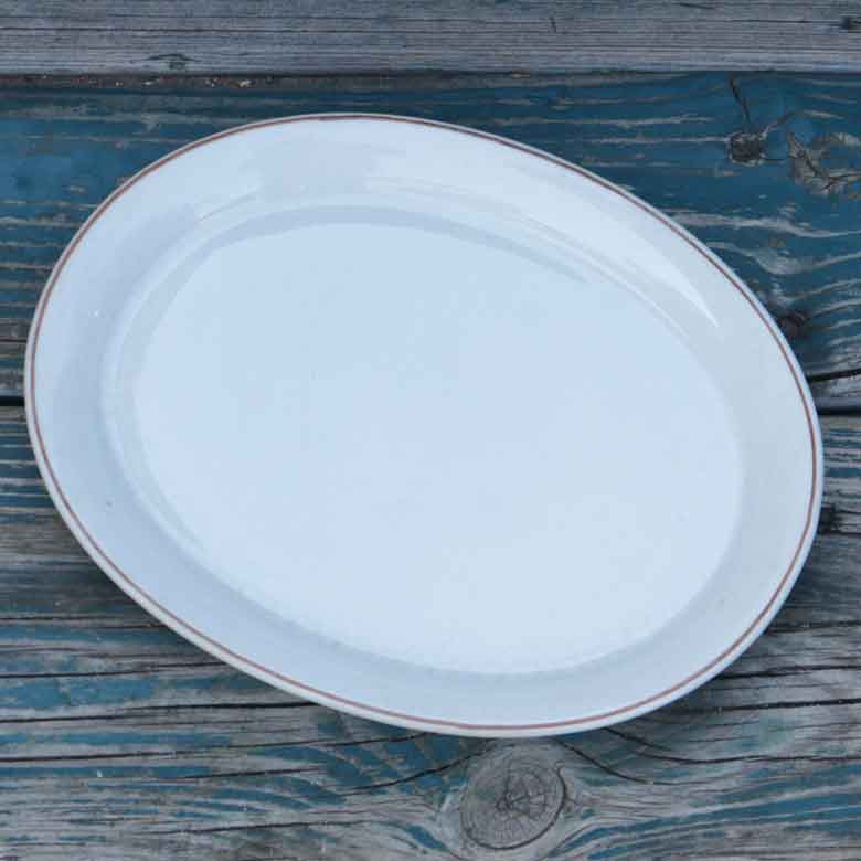 陶器 プランター 楕円型 底穴あり 染め付け シノワズリ