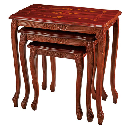 イタリア ネストテーブル 3個セット 花台 猫脚 象嵌 ローテーブル 650