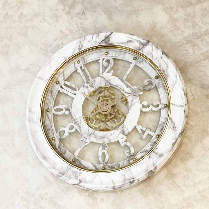 壁掛け 時計 ウォールクロック 大型 ゼブラマーブル