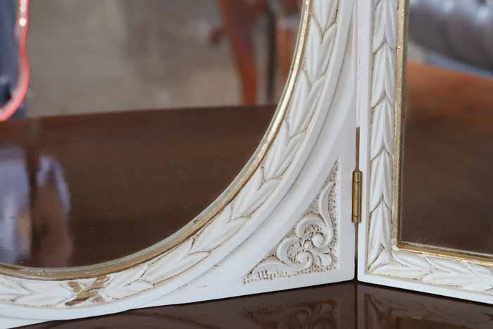 イタリア製 デコレーションミラー 置き鏡 3面鏡 ミラー アイボリー