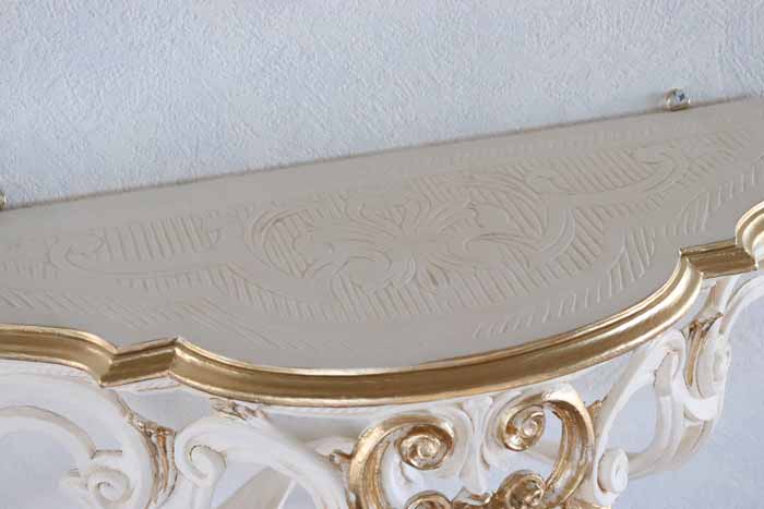 イタリア製 コンソールL 50cm幅 壁掛け アイボリー ゴールド EUROMAMRCHI