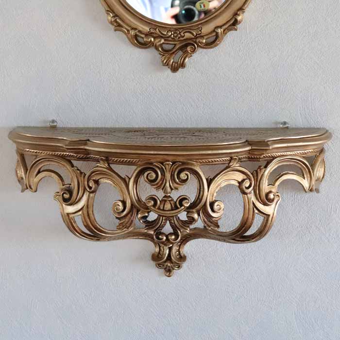 イタリア製 コンソールL 50cm幅 壁掛け ゴールド EUROMAMRCHI